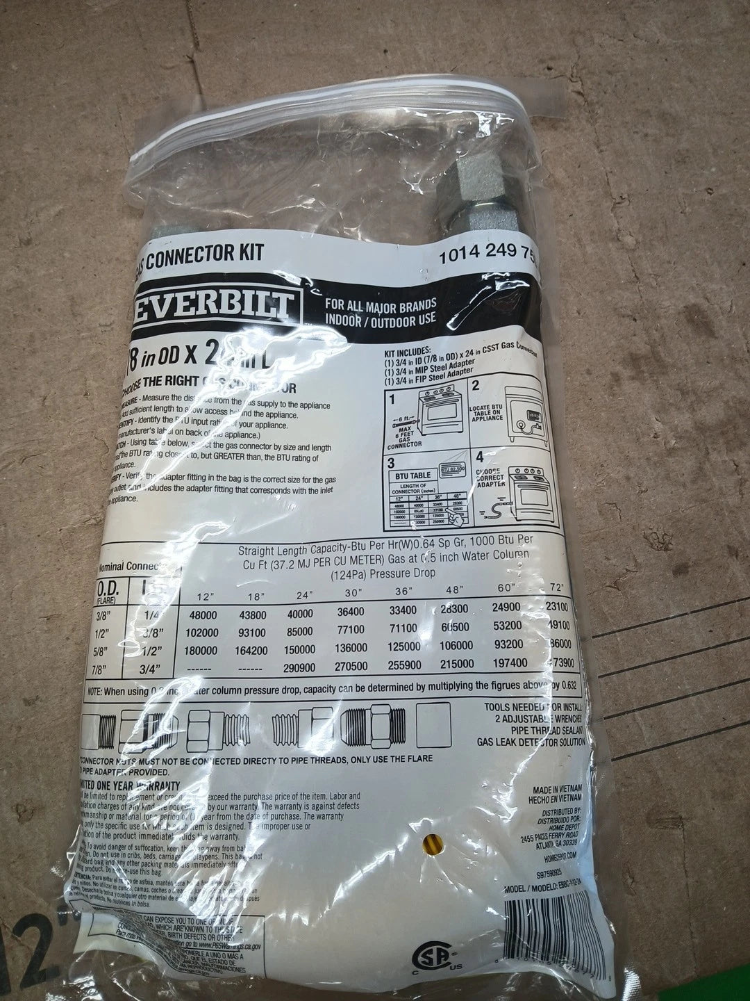 Lot Of 4 Everbilt3/4 in. FIP x 3/4 in. MIP x 24 in. Gas Connector 7/8 in. OD
