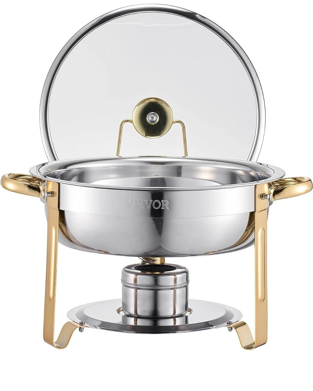 Vevor Chafing Dish Buffet Set, 5qt 4 Pack, Stainless Steel Chafer Glass Lid