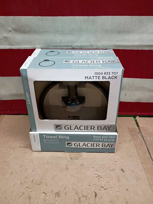 2PK-New Glacier Bay BTH-086-109 Lucien Towel Ring in Matte Black,