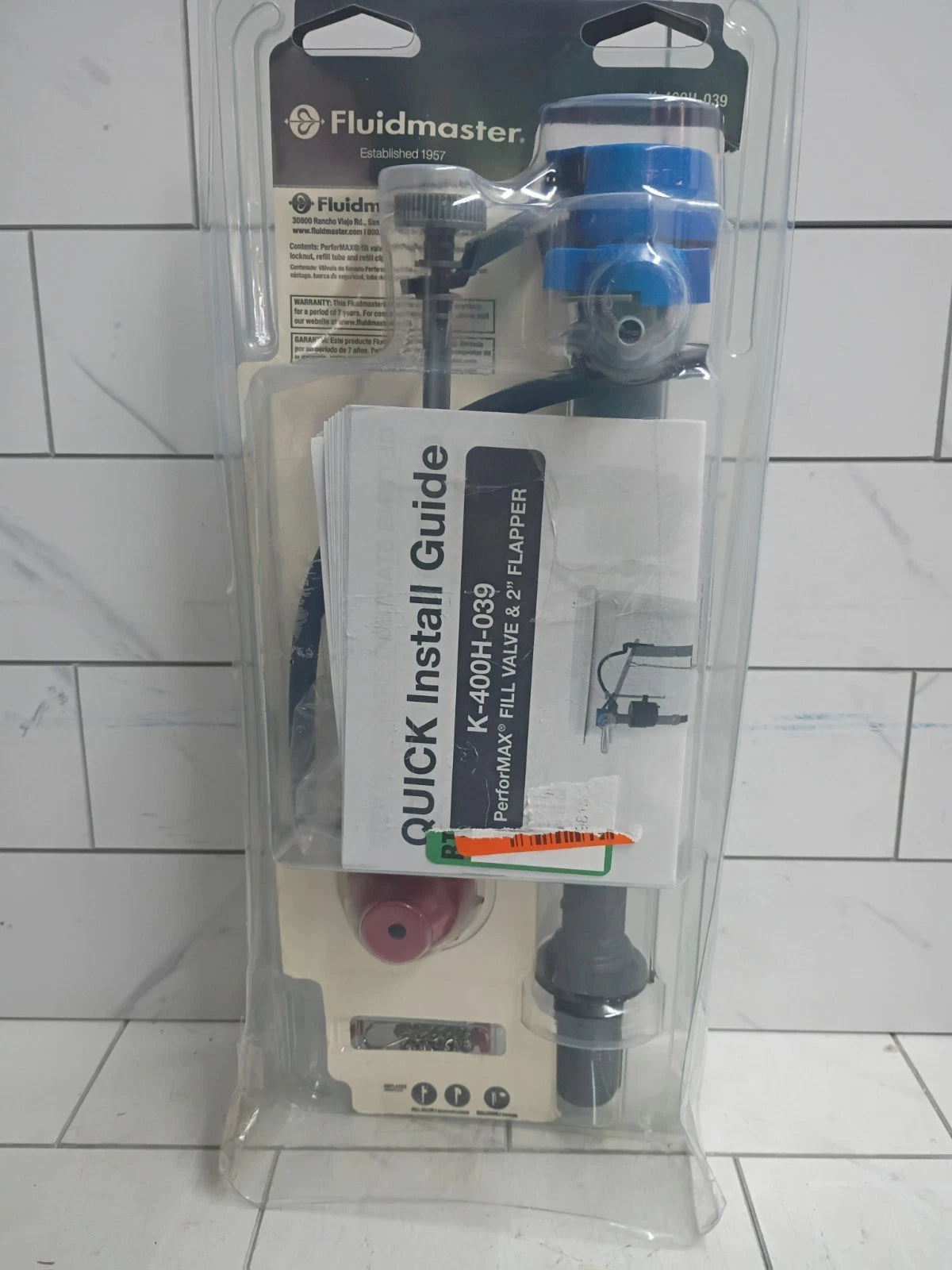12PK Fluidmaster K-400H-039 Performax Universal Toilet Fill Valve And FlapperKit