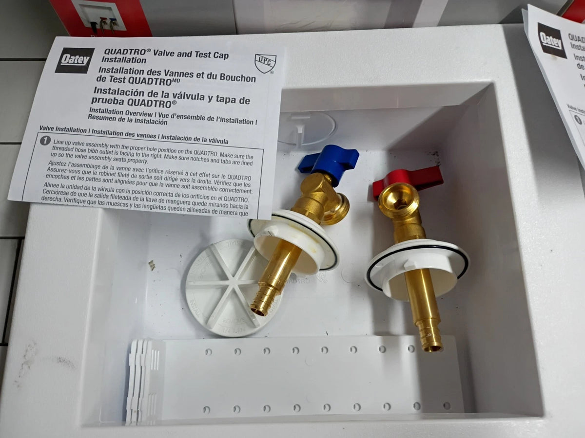 (2 Pack) Oatey Quadtro 38528 Washing Machine Outlet Box With PEX Crimp Valves OB