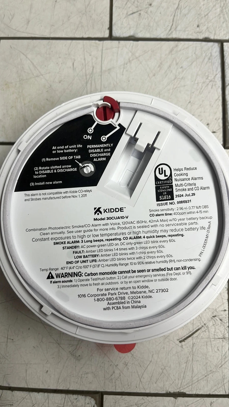 Kidde 30CUA10-V Smoke and Carbon Monoxide Detector Alarm Voice Alerts open box
