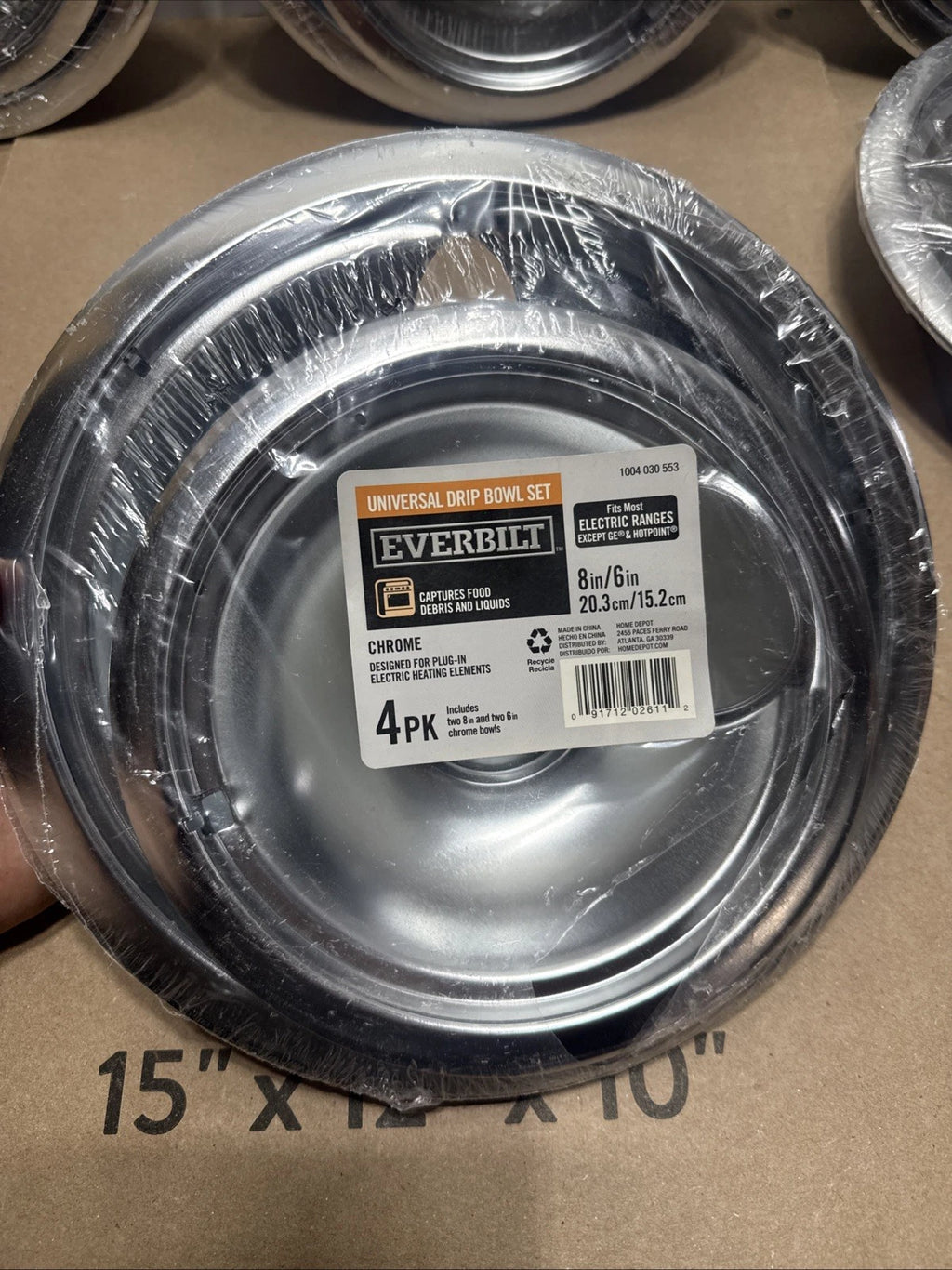 Lot Of 6 (4PKs) Everbilt 8”/6” Universal Chrome Drip Bowl for Electric Range OB
