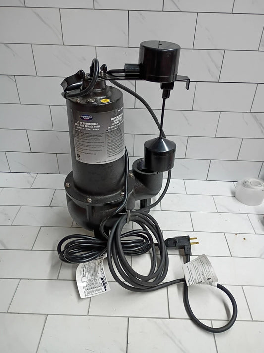 Superior 93511 1/2 HP CI Sewage Pump w/ Vertical Float Switch New Open Box