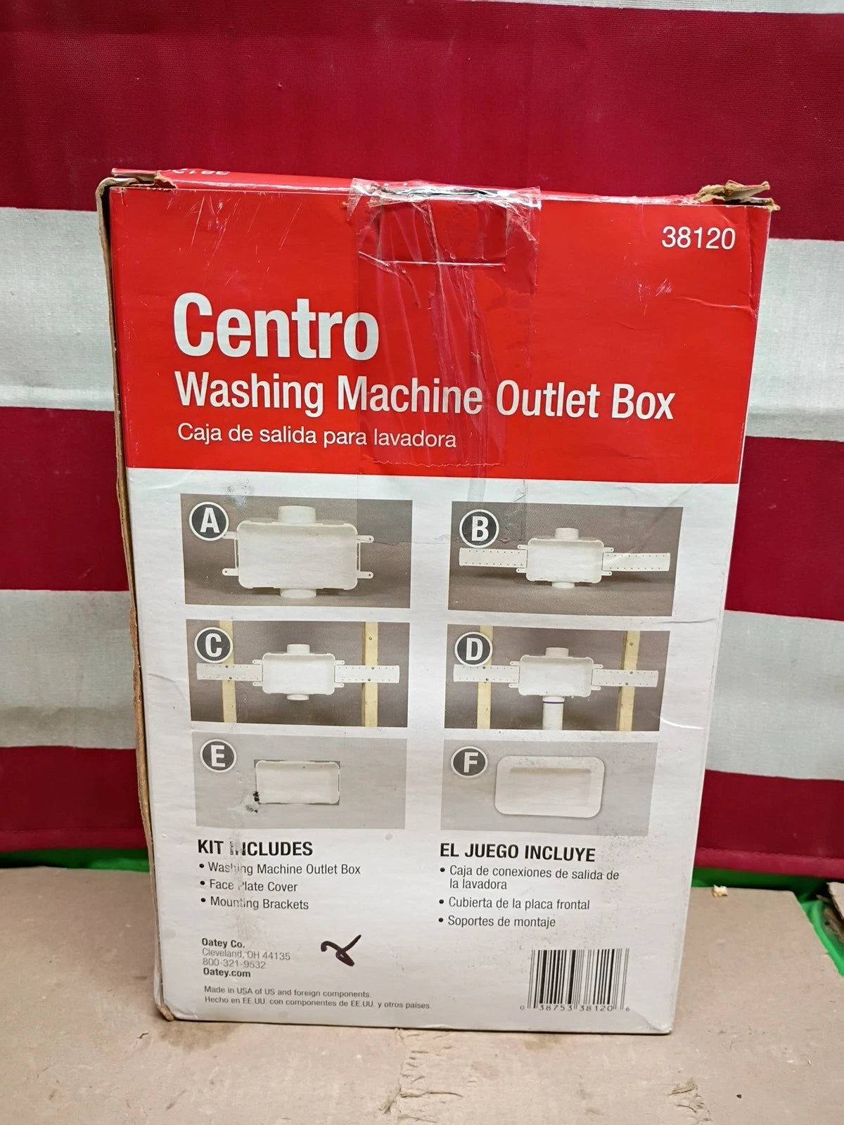 Oatey 38120 Centro Washing Machine Outlet Box Face Plate Brackets Fittings White