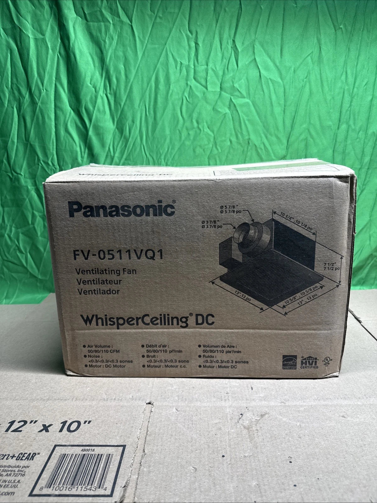 Panasonic FV-0511VQ1 WhisperCeiling DC Pick-A-Flow Ceiling Exhaust Fan Open Box