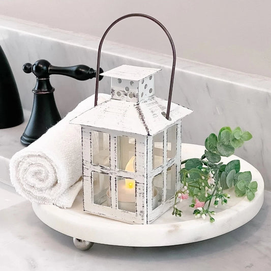 12pck Rustic Farmhouse White Candle 5 inch White Decorative Lantern One Lantern