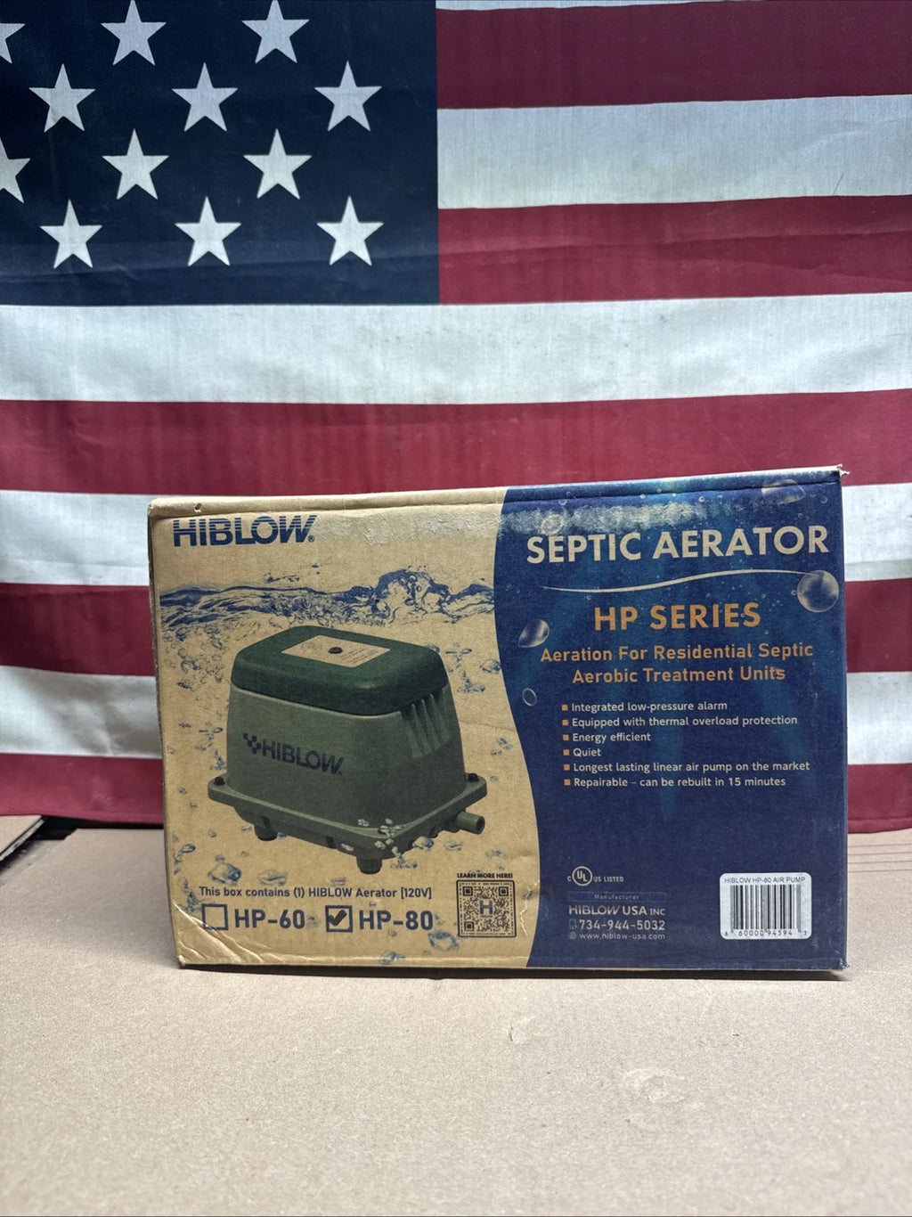 HIBLOW HP-80 Aluminum Linear Diaphragm AC Septic Air Pump