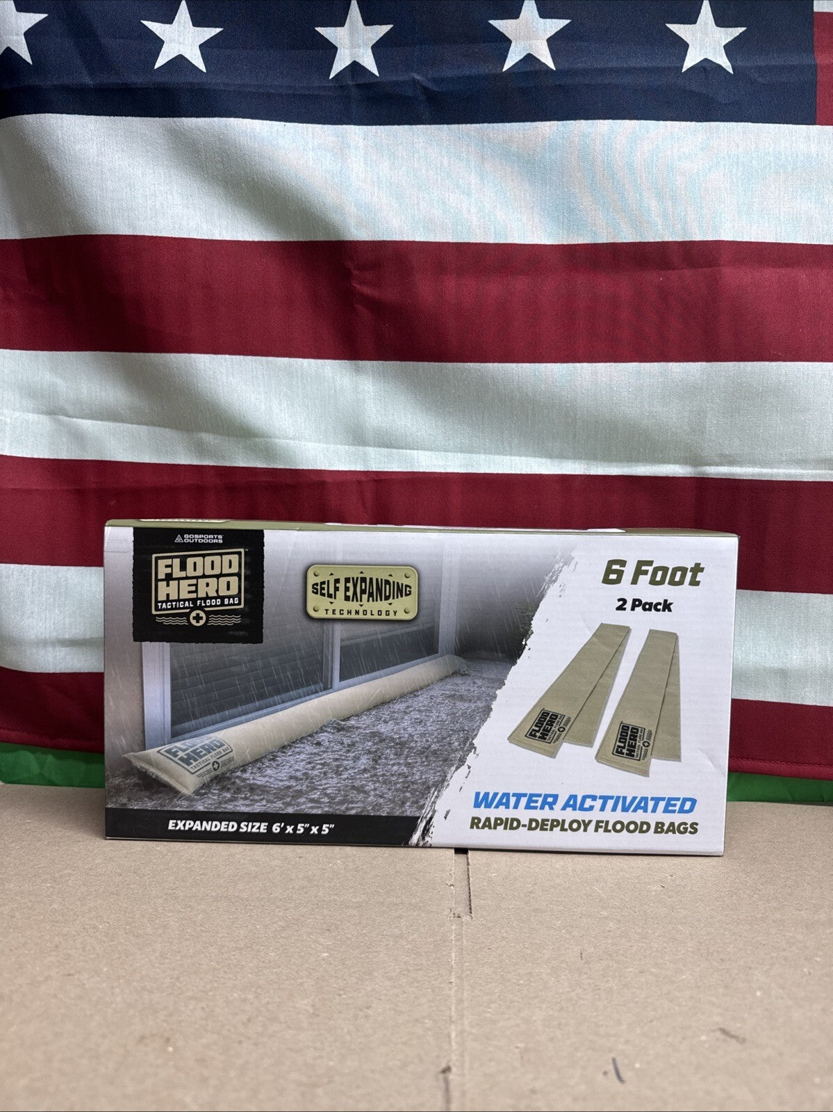 Flood Hero 6 ft Water Activated Sandbags - 2 Pack Flood Bag Barriers for Home