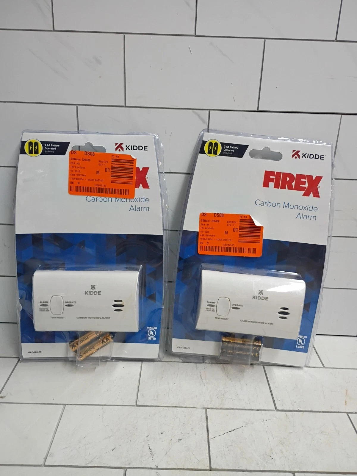 2pk.. Kidde Firex Carbon Monoxide Detector, Battery Operated, CO Detector New