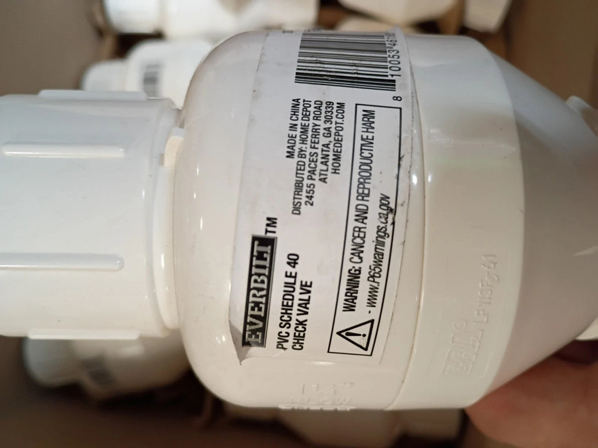 Lot Of 10 Everbilt PVCCV114F Check Valve PVC 1-1/4" FPT x FPT.