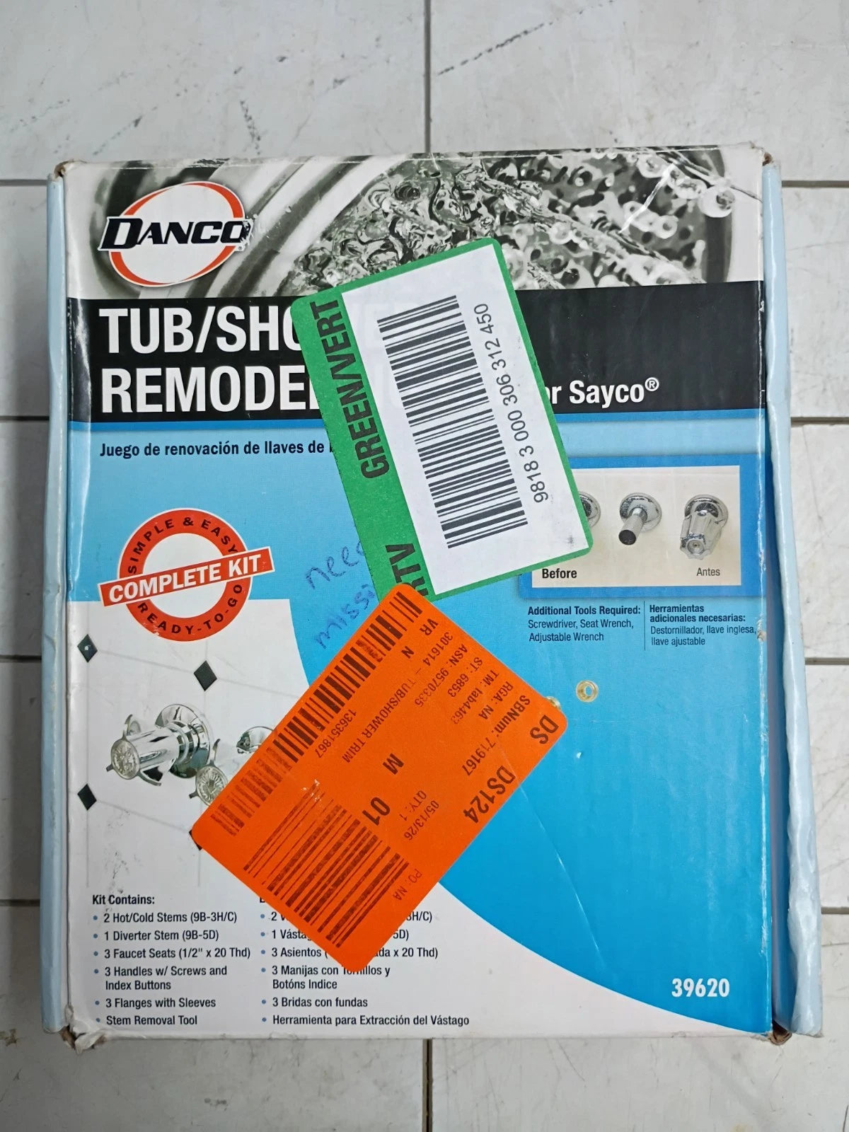 Danco 39620 Tub/Shower Remodeling Kit for Sayco NEW Open Box Complete Set,.