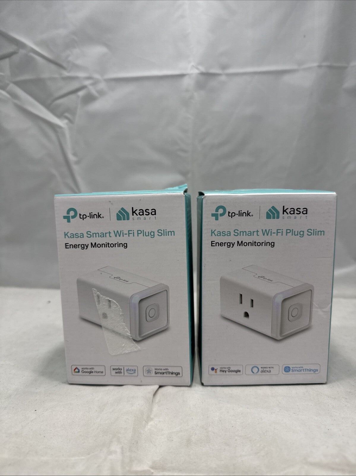 LOT OF 2 TP-Link Kasa Smart Wi-Fi Mini Plug W Energy Monitoring- White(249185)