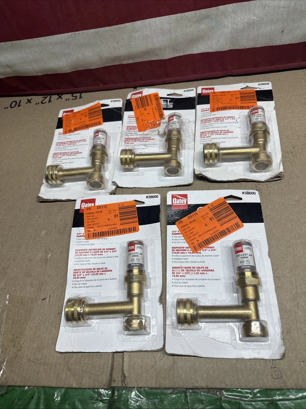 Lot Of 5 Oatey #38600 Quiet Pipes 3/4 x 3/4 Washing Machine Hammer Arrestor￼