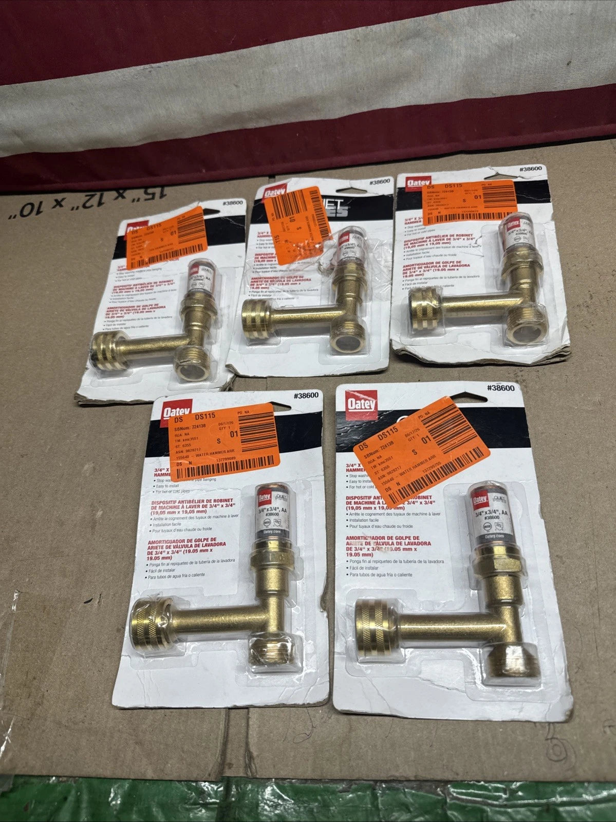 Lot Of 5 Oatey #38600 Quiet Pipes 3/4 x 3/4 Washing Machine Hammer Arrestor￼
