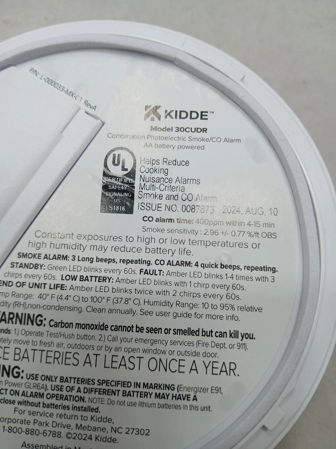 Kidde Detect 30CUDR / 21032830 Combination Smoke & Carbon Monoxide Alarm, White