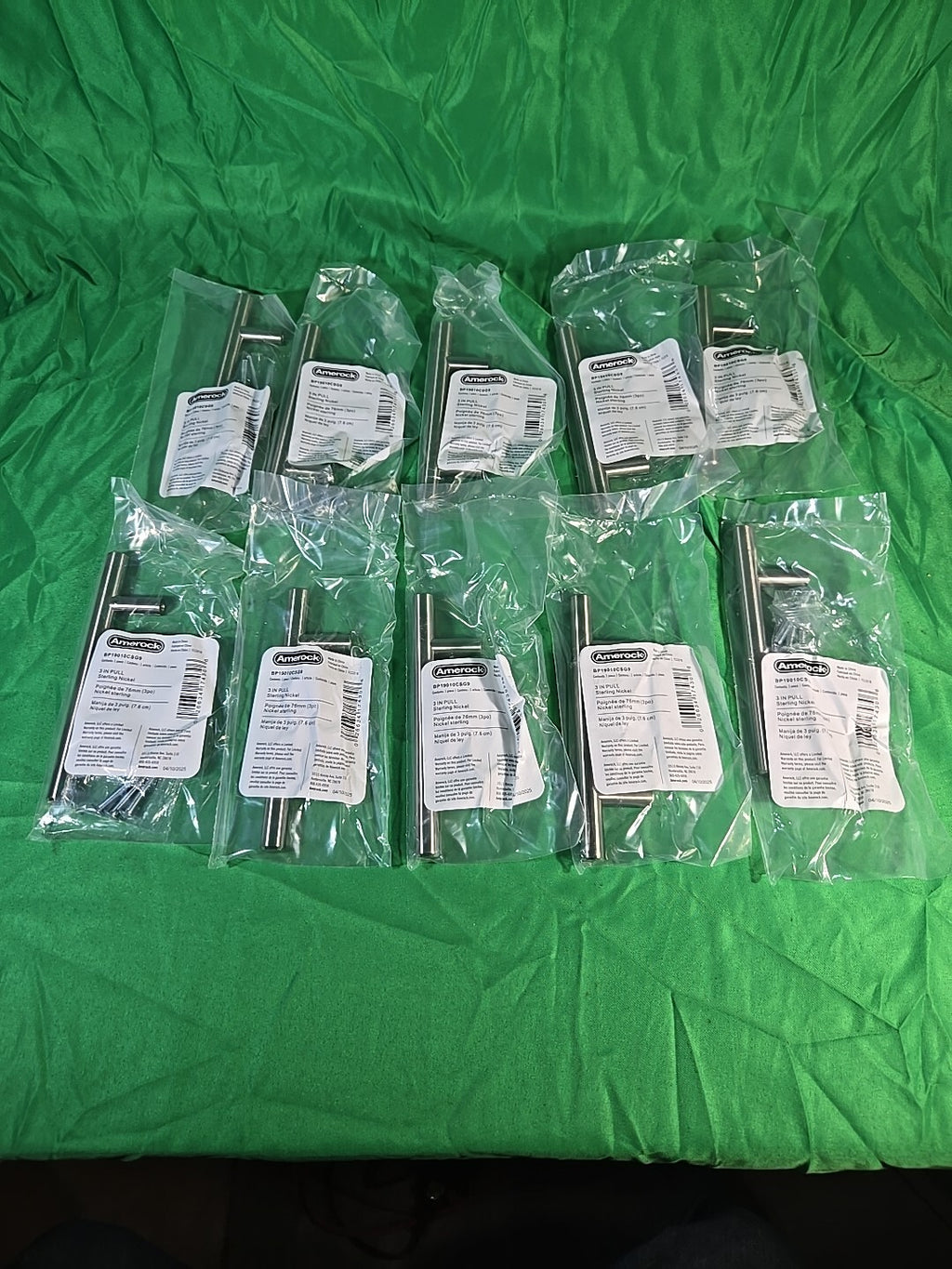 Lot of 10 Amerock Cabinet Drawer Pull Bars Sterling Nickel 3" BP19010CSG9