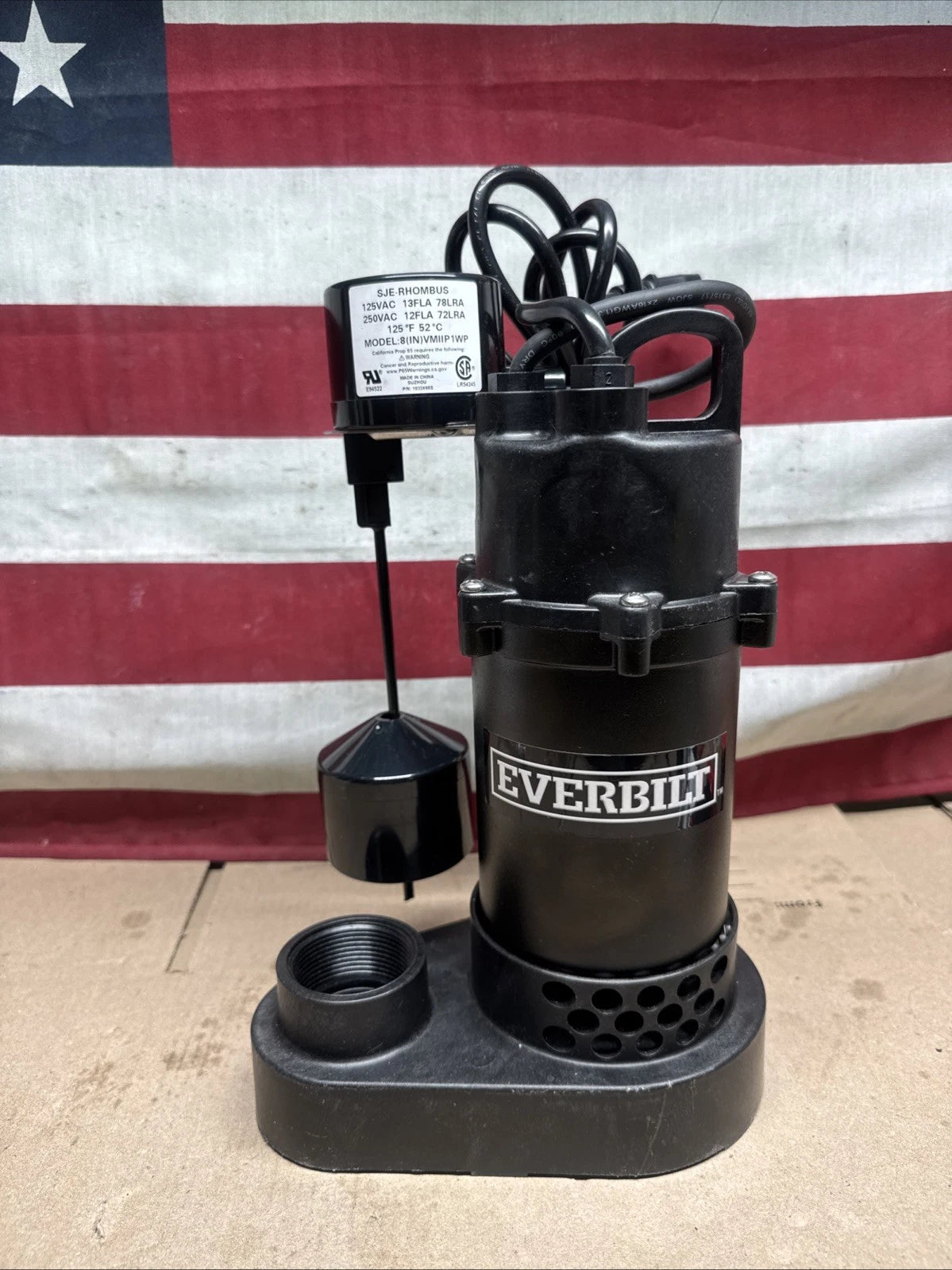 Everbilt HDSP25V 1/4 HP Aluminum Submersible Sump Pump Vertical Switch Open Box