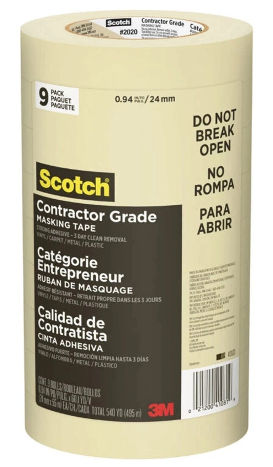 Scotch 0.94 in. W X 60.1 yd L Tan High Strength Masking Tape 9 pk