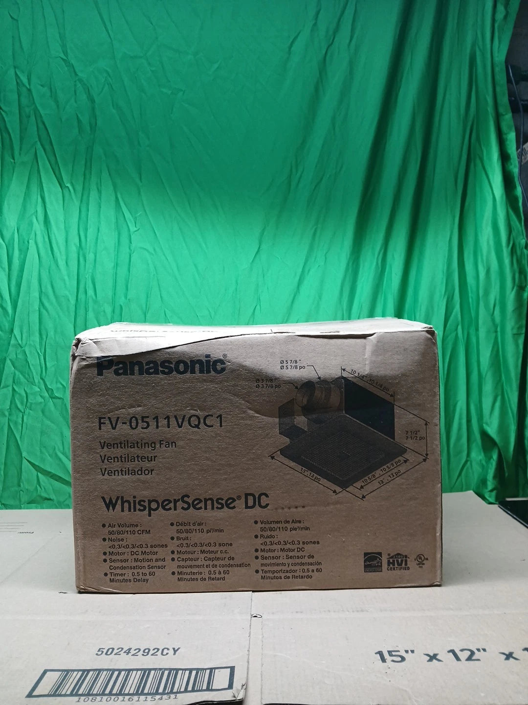 Panasonic FV-0511VQC1 110 CFM 0.3 Sone Ceiling Mounted Exhaust NEW OPEN BOX