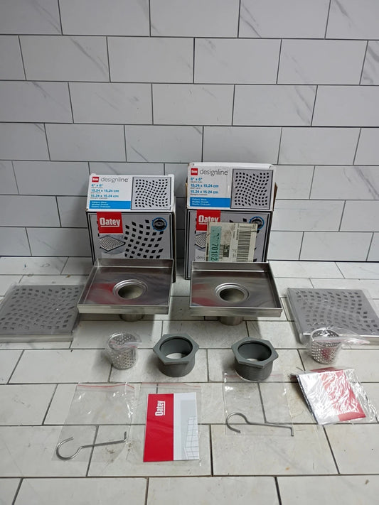 2-PK OATEY DSS4060R-d-04 Designline 6"x6" Square Shower Drain Grate - Open Box
