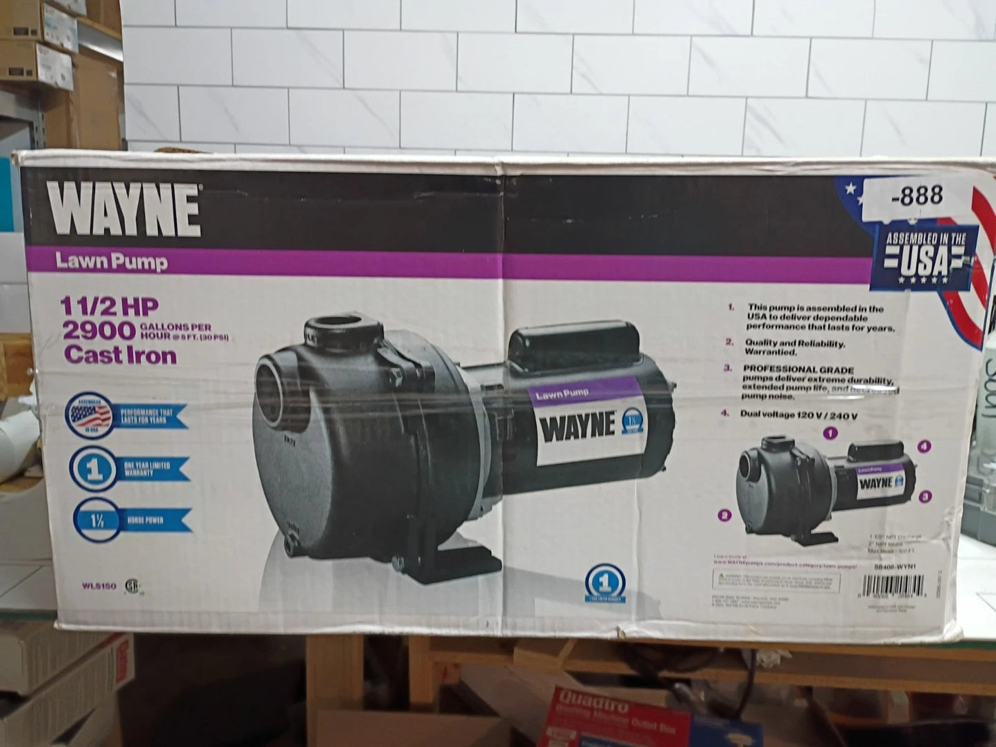 Wayne WLS150 1-1/2HP 230V Castiron Lawn Irrigation Sprinkler pump FOR PARTS ONLY