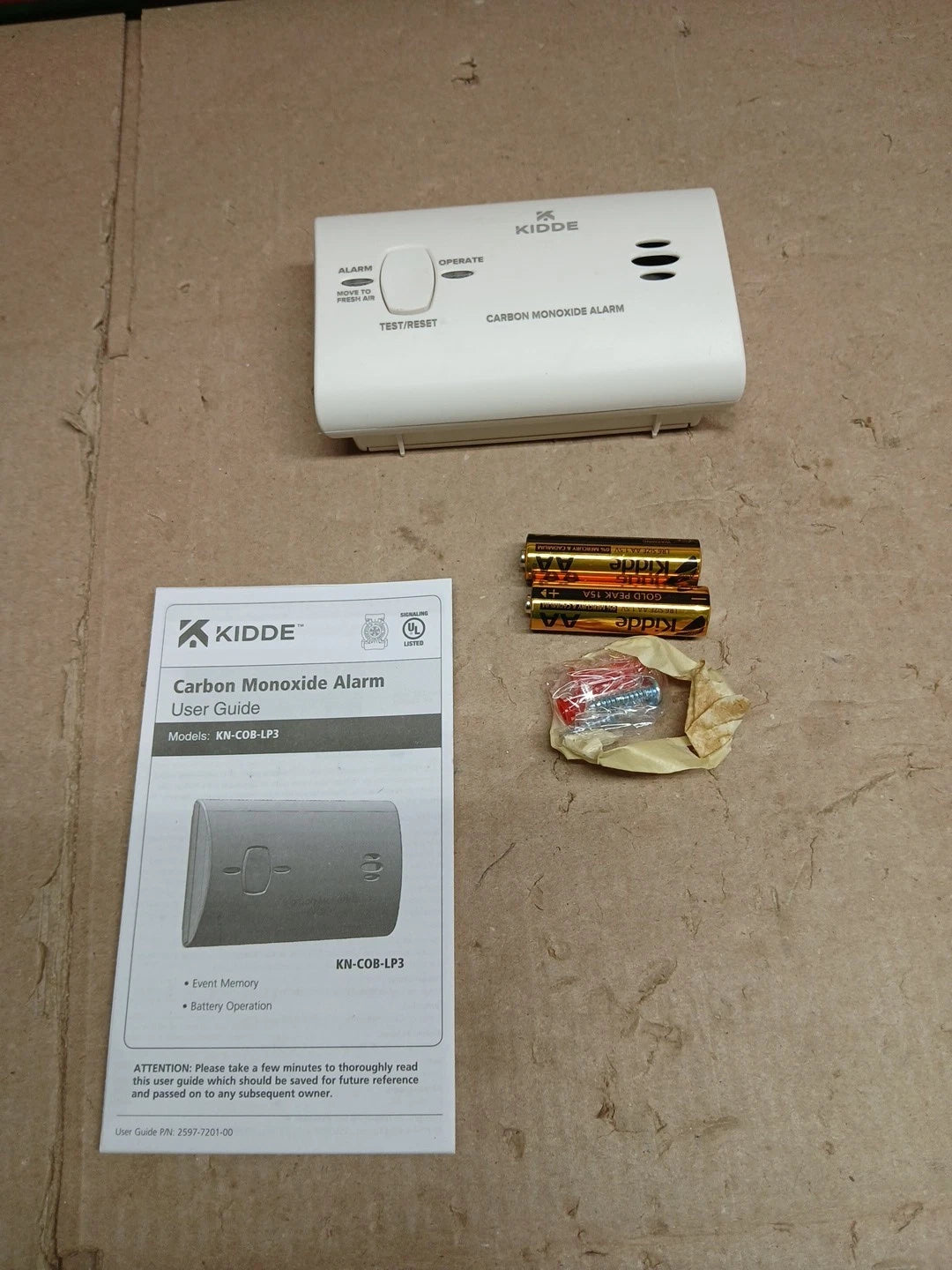 LOT OF 3 Kidde Carbon Monoxide Detector, Battery Powered Co Alarm With Leds