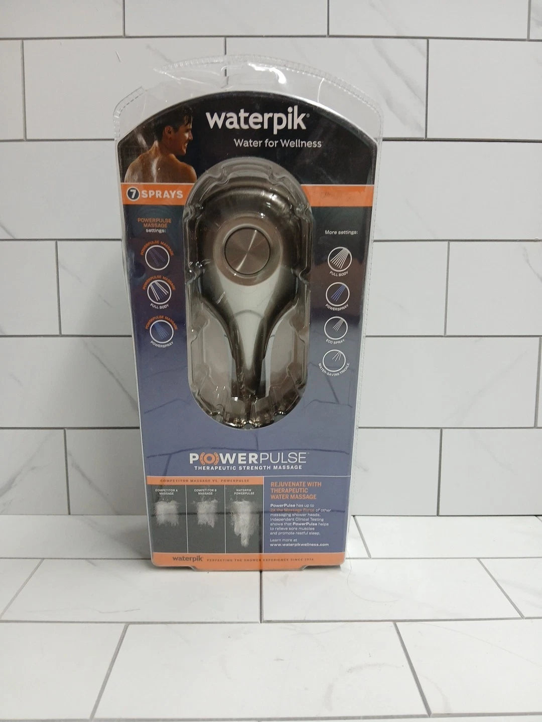 Waterpik PowerPulse Massage Hand Held Shower Brushed Nickel 7 Settings