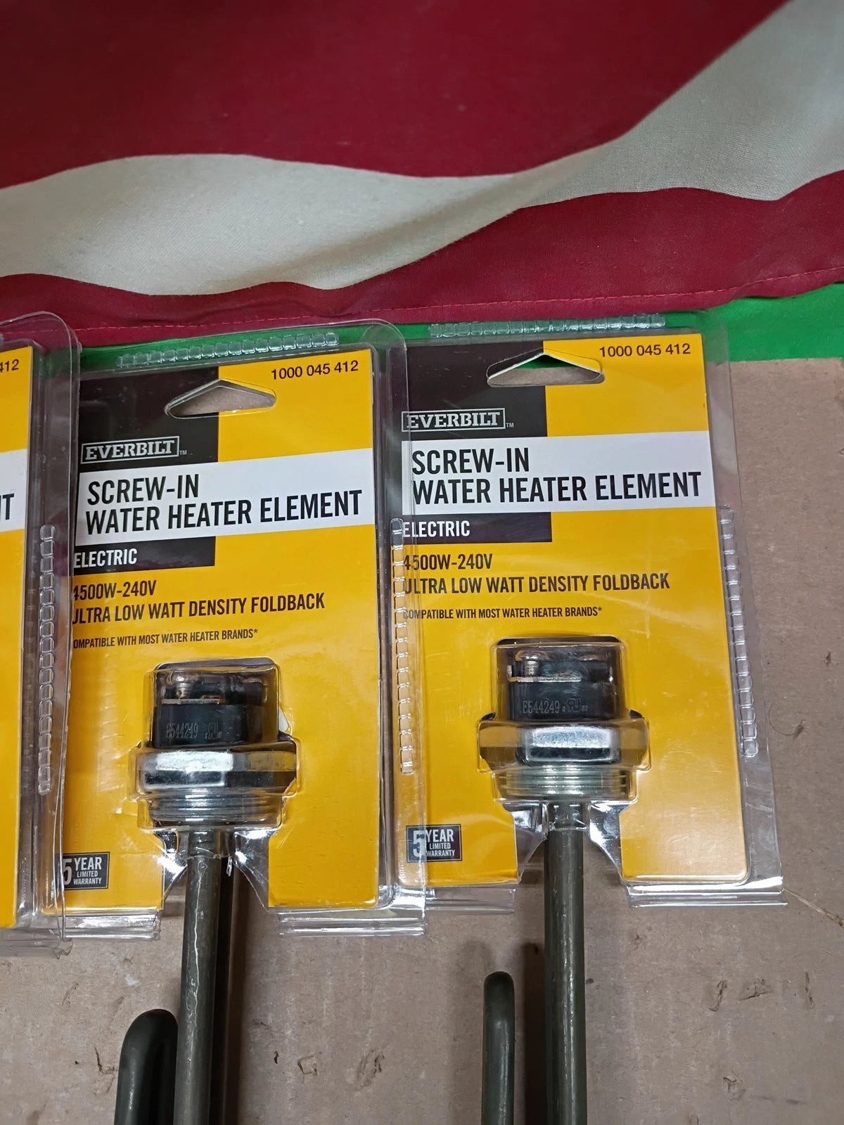 5pk Everbilt 4500W-240v Fold-Back Screw-In Alloy Water Heater Element Stainless