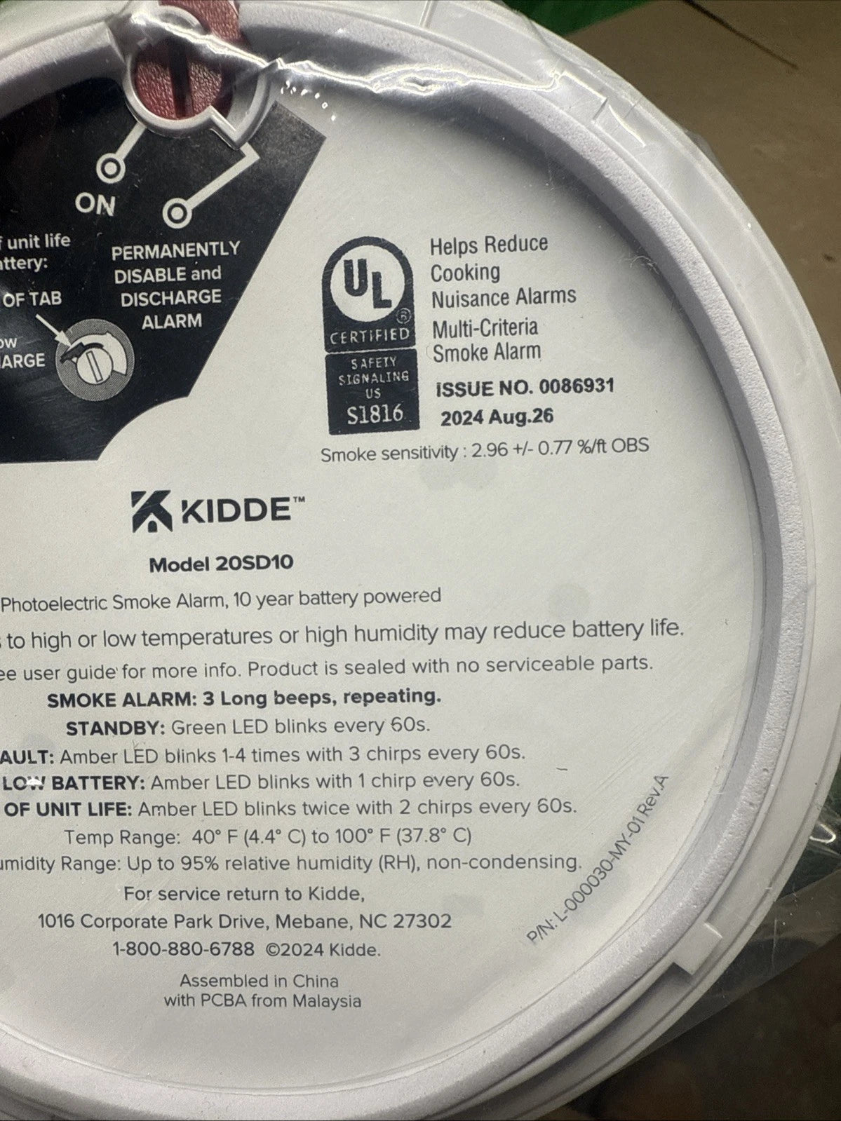 2 PACK Kidde Smoke Detector 10-Year Battery Powered LED Warning Light 20SD10