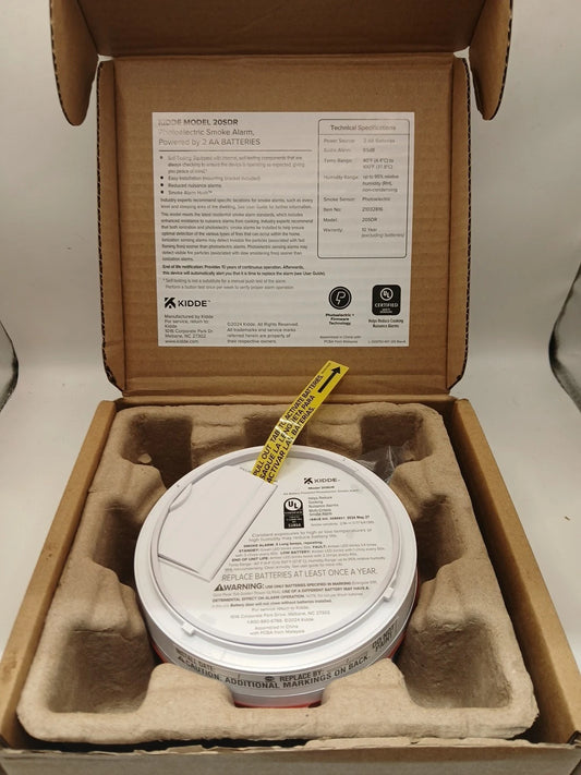 KIDDE 20SDR Photoelectric Smoke Alarm AA Battery Powered LED Warning.