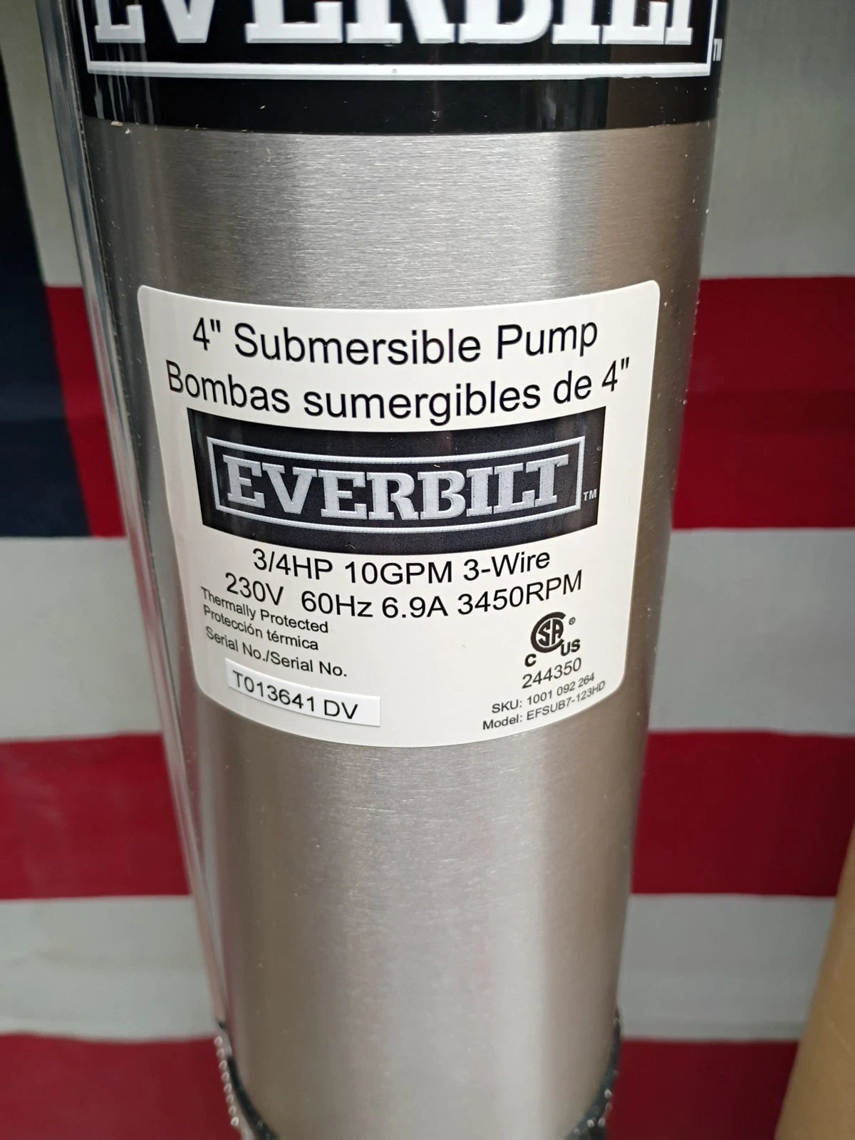 Everbilt 3/4 HP Submersible 3-Wire 10 GPM Deep Well Potable Water Pump, OB