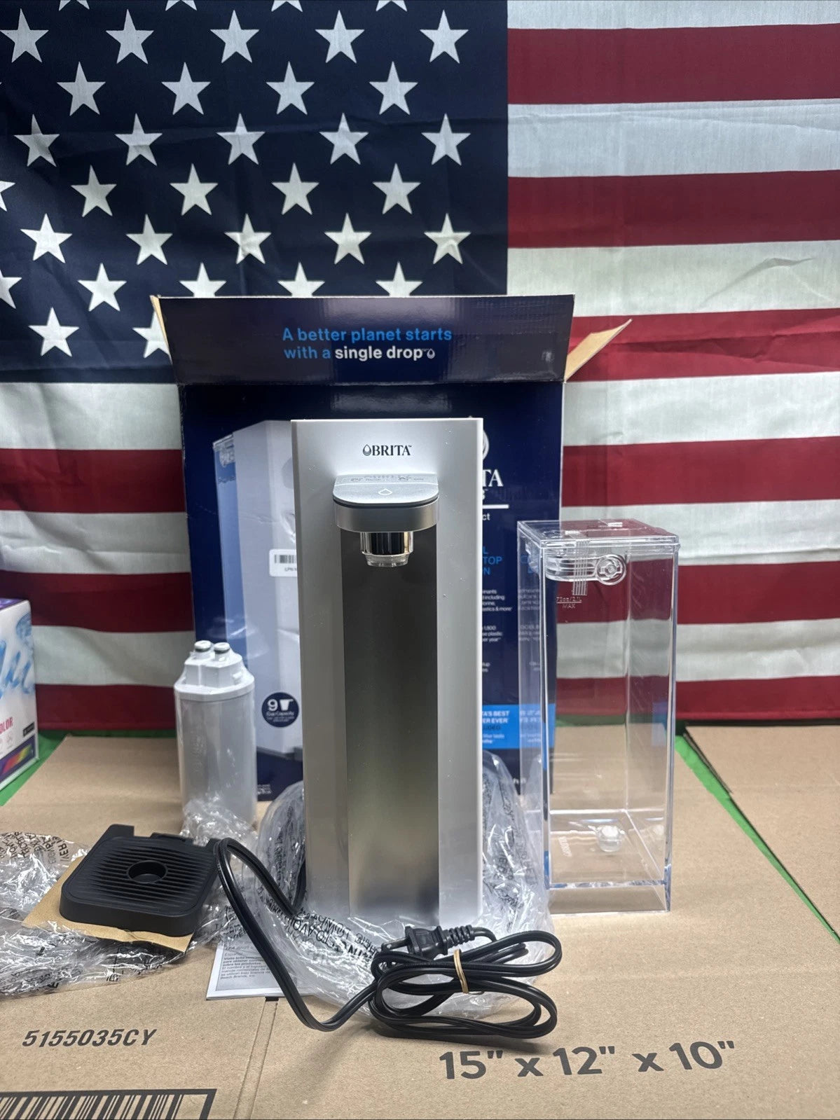 Brita Hub Compact Instant Powerful Countertop Water Filter System 9 Cup Tank