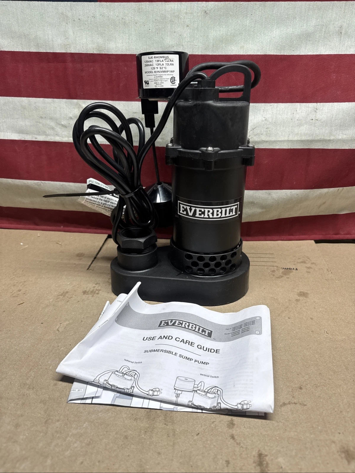 Everbilt HDSP25V 1/4 HP Aluminum Submersible Sump Pump Vertical Switch Open Box