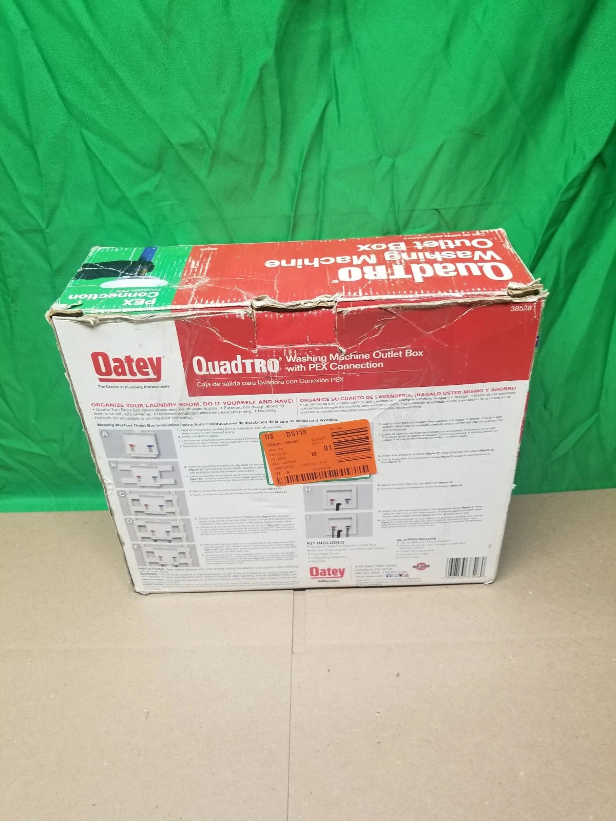 Oatey Quadtro Washing Machine Outlet Box 1/4" Turn x 2" Hub 38528 OPEN BOX