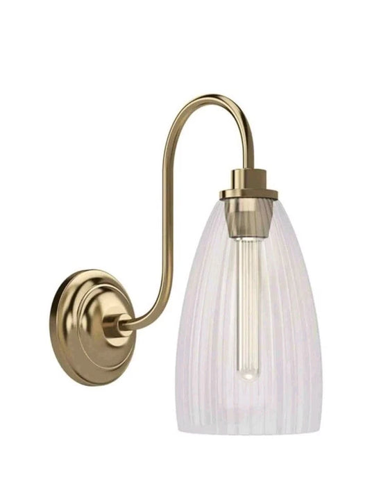 Progress Lighting Cely 14" 1-Light Brushed Bronze Wall Sconce Ribbed Glass Shade