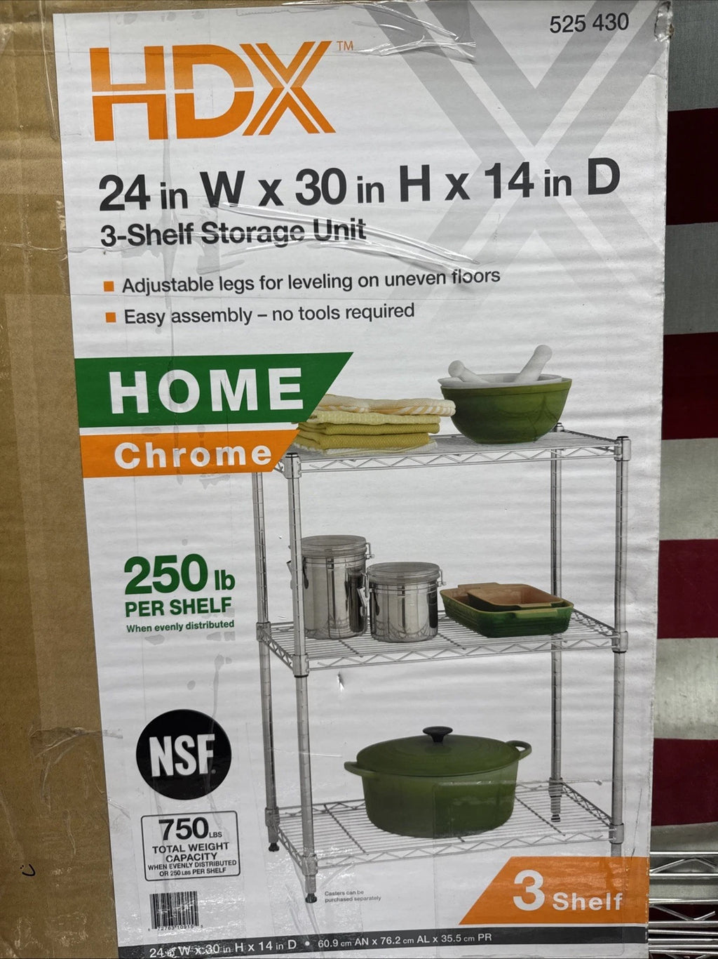 HDX 3-Tier Steel Wire Shelving Unit in Chrome (24 in. W x 30 in. H x 14 in. D)