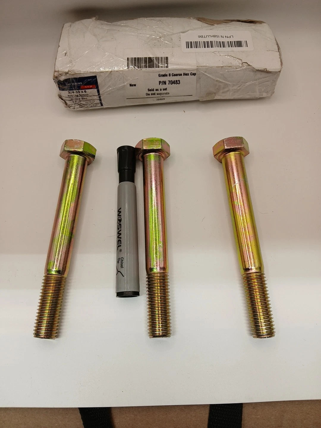 (3pack) 3/4-10 x 6 Hex Bolt Yellow Zinc Plated Grade 8 Cap Screw Coarse Thread