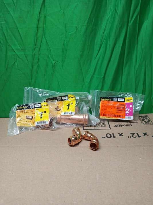 Lot Of 5 Viega Copper Pipe Fitting Assortment