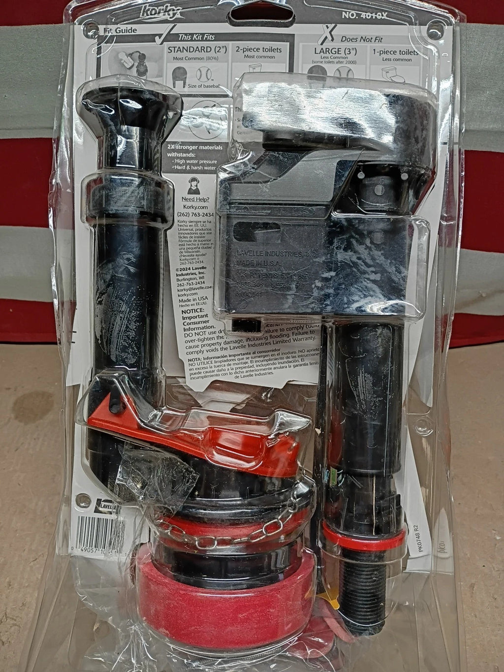 3Pk Korky, 4010X 2XLong Life Universal Complete 2" Toilet Repair Kit Stronger,OB