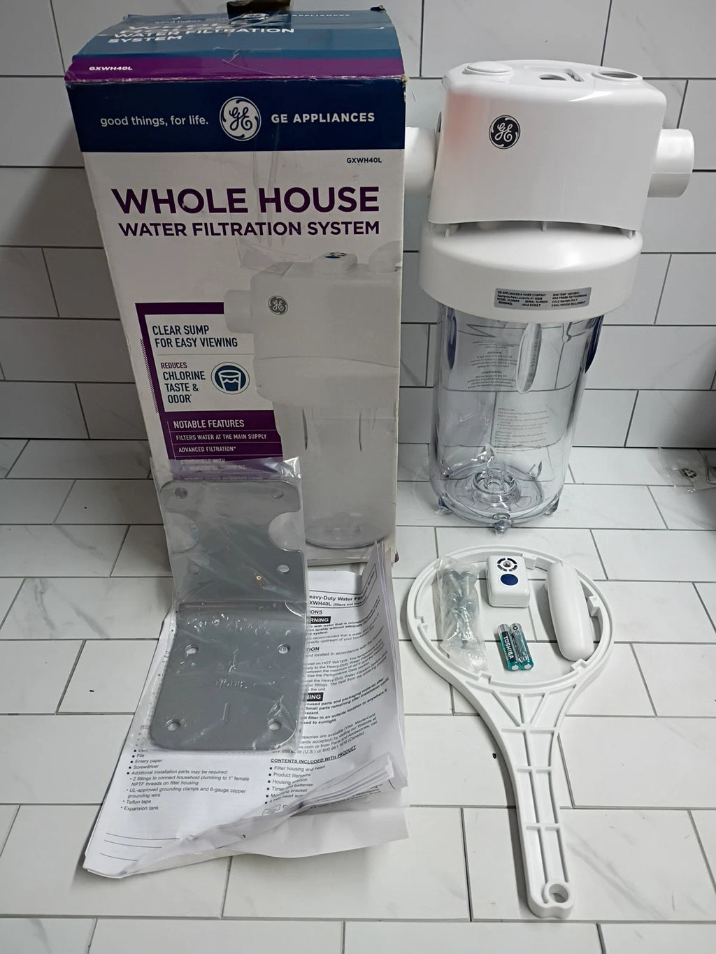 GE Whole House Water Filtration System GXWH40L Chlorine&Taste Reduction OPEN BOX