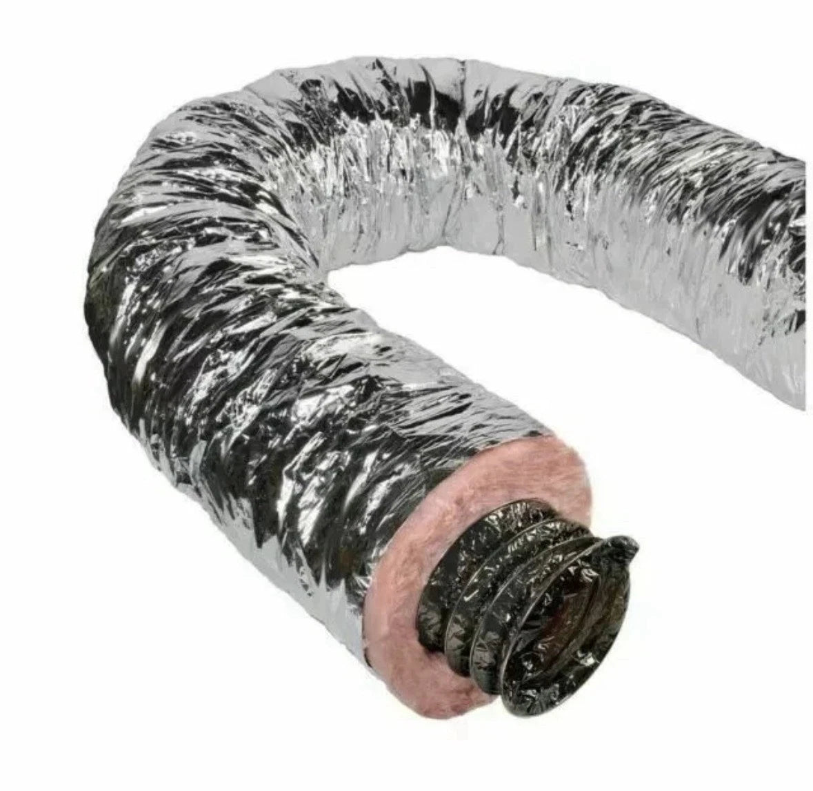 H&C FLEX 10 in. x 25 ft. Class 1 Insulated Flexible Air Duct R6 Silver Jacket
