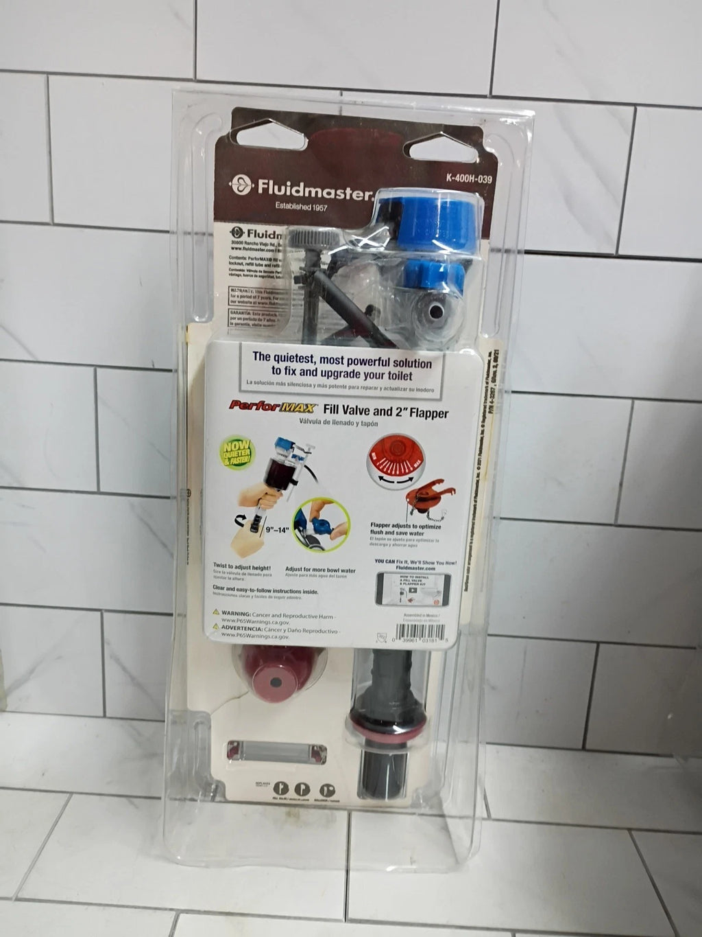10PK Fluidmaster Performax Universal Toilet Fill Valve And FlapperKit K-400H-039