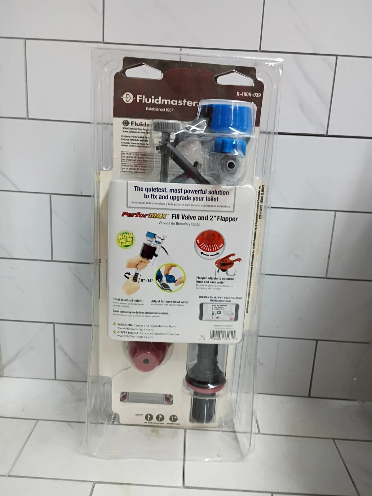 10PK Fluidmaster Performax Universal Toilet Fill Valve And FlapperKit K-400H-039