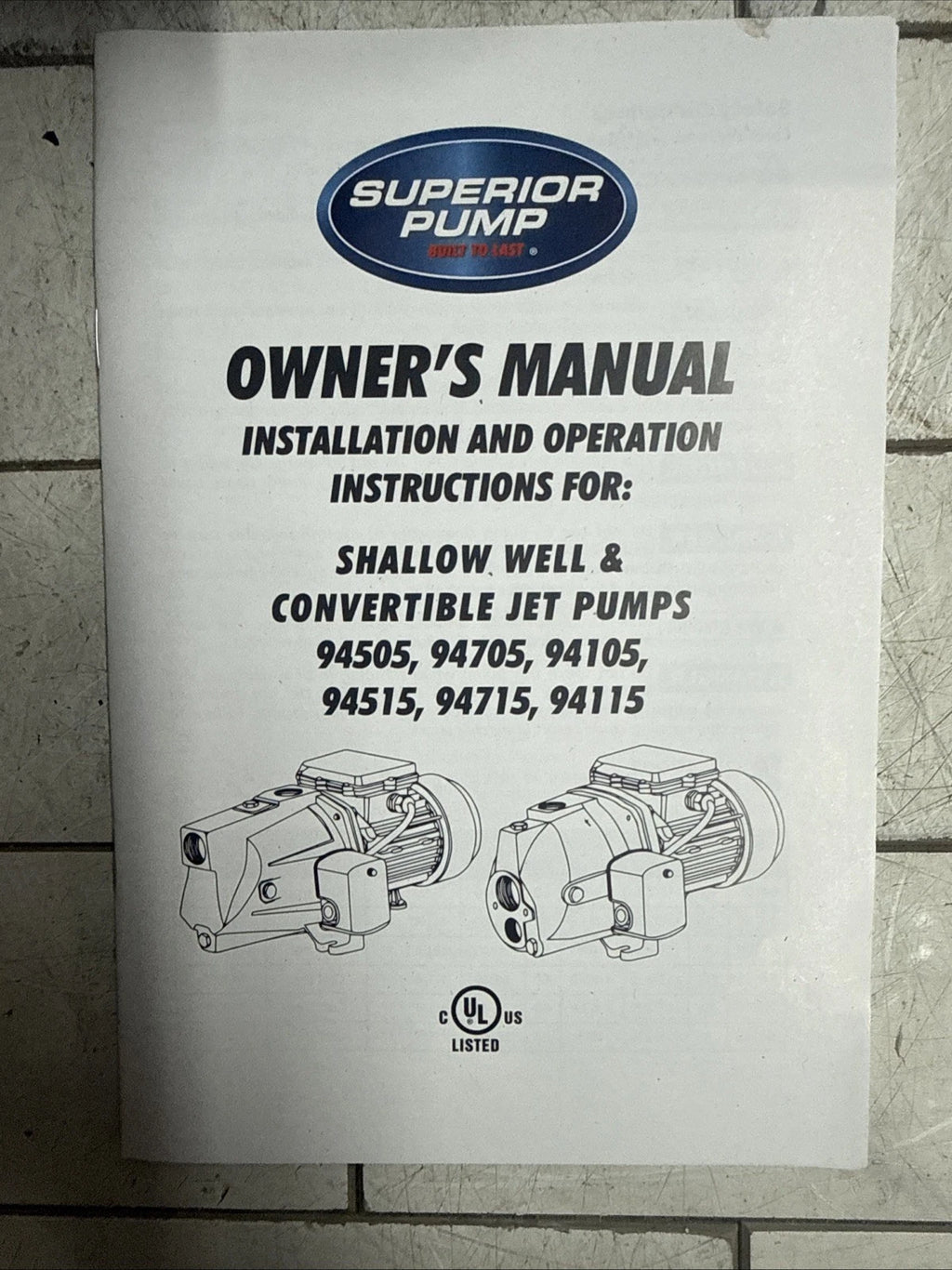 Superior Pump 94705, 3/4HP Shallow Well Jet Pump 115/230V CAST IRON OPEN BOX