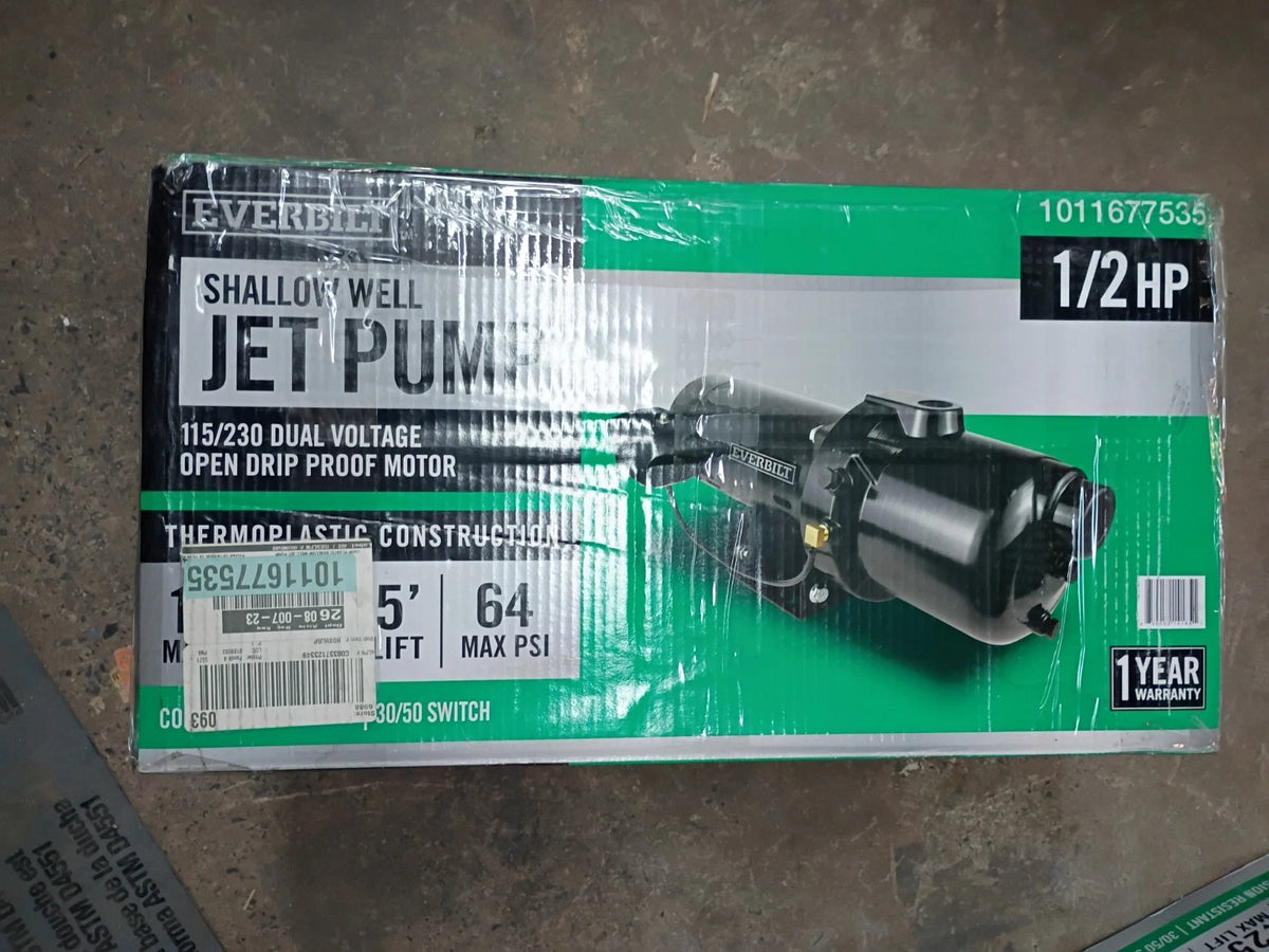 Everbilt HDSWH5P 1/2 HP Plastic Shallow Well Jet Pump New Open Box