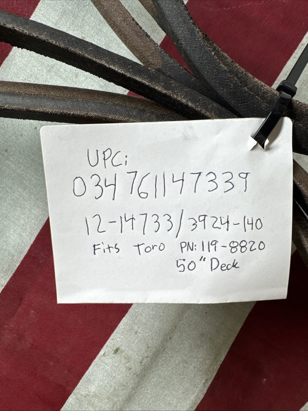 Rotary 12-14733 / 3924-140 Lawn Mower Belt 50” Deck Toro Part Number 119–8820