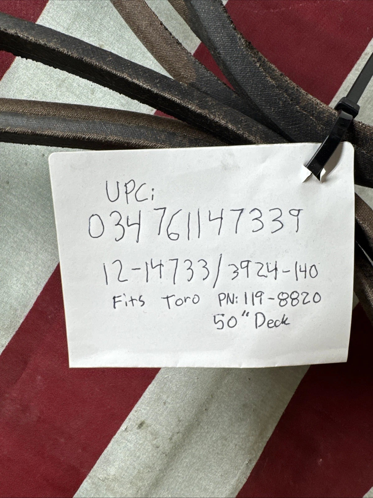 Rotary 12-14733 / 3924-140 Lawn Mower Belt 50” Deck Toro Part Number 119–8820