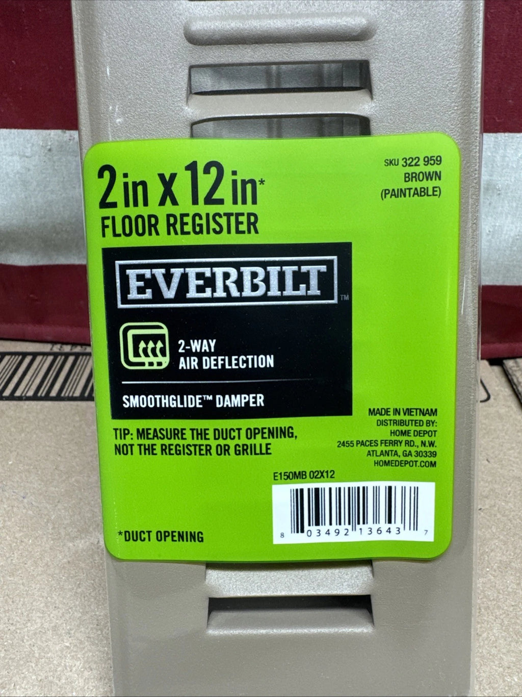 Lot Of 7 Everbilt 2 in. x 12 in. 2-Way Steel Floor Register in Brown