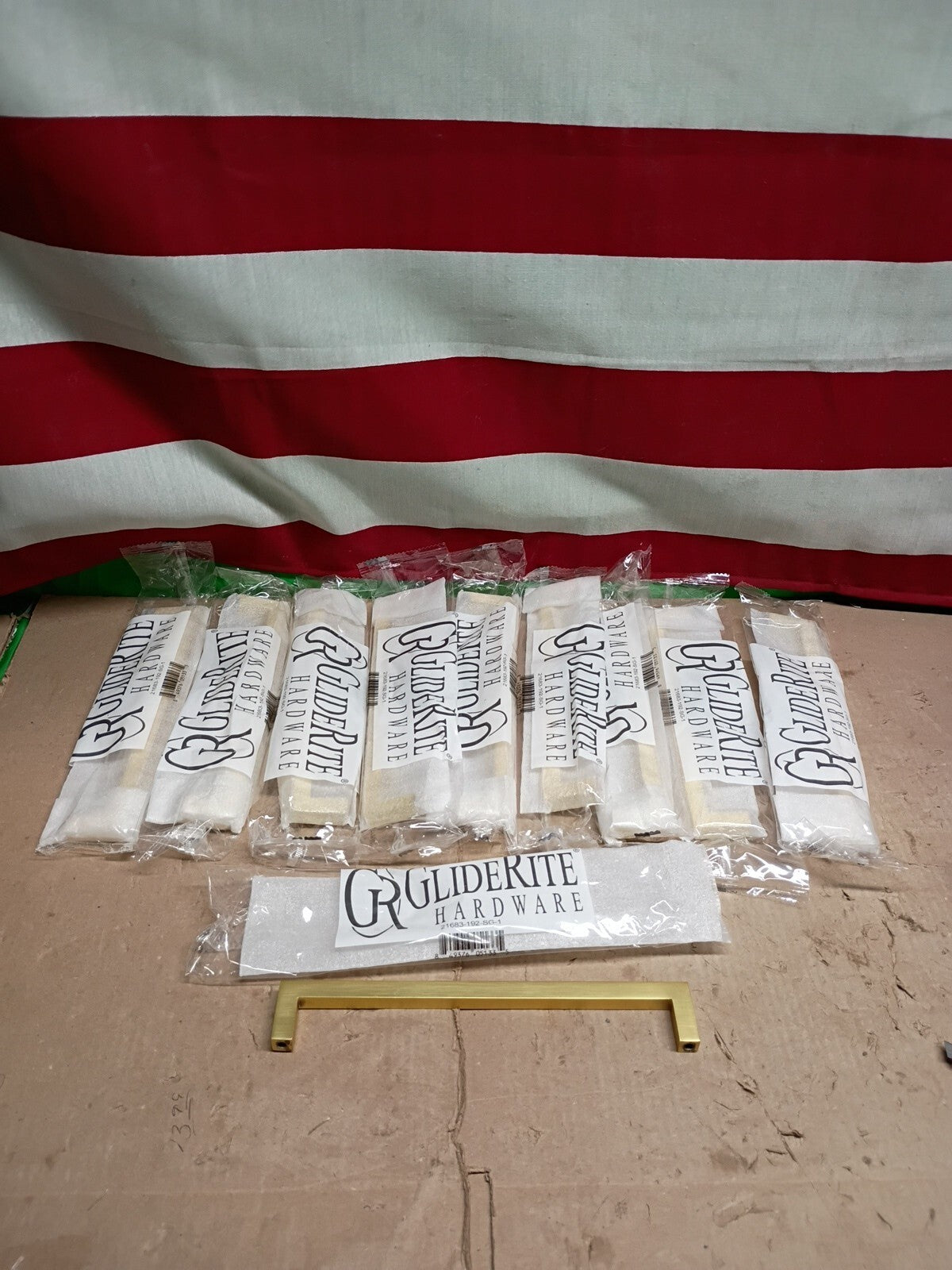 10pk GlideRite 7-9/16" CC Solid Square Slim Bar Pull Satin Gold - 21683-192-SG-1